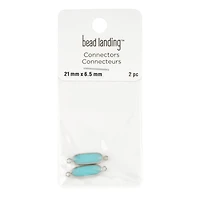 Turquoise Glass Oval Connectors, 21mm by Bead Landing™