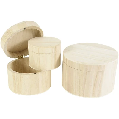 Multicraft Round Wooden Box Set
