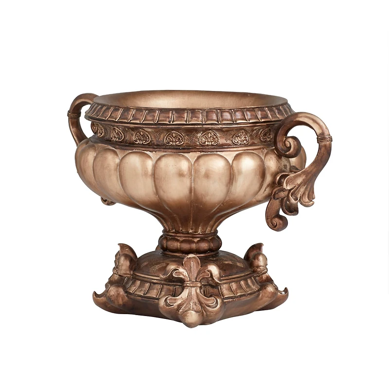Bronze Polystone Traditional Decorative Bowl, 11" x 17" x 11"