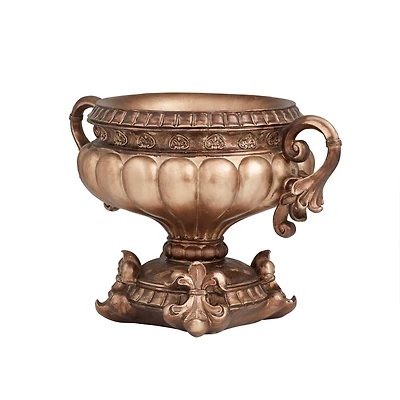 Bronze Polystone Traditional Decorative Bowl, 11" x 17" x 11"
