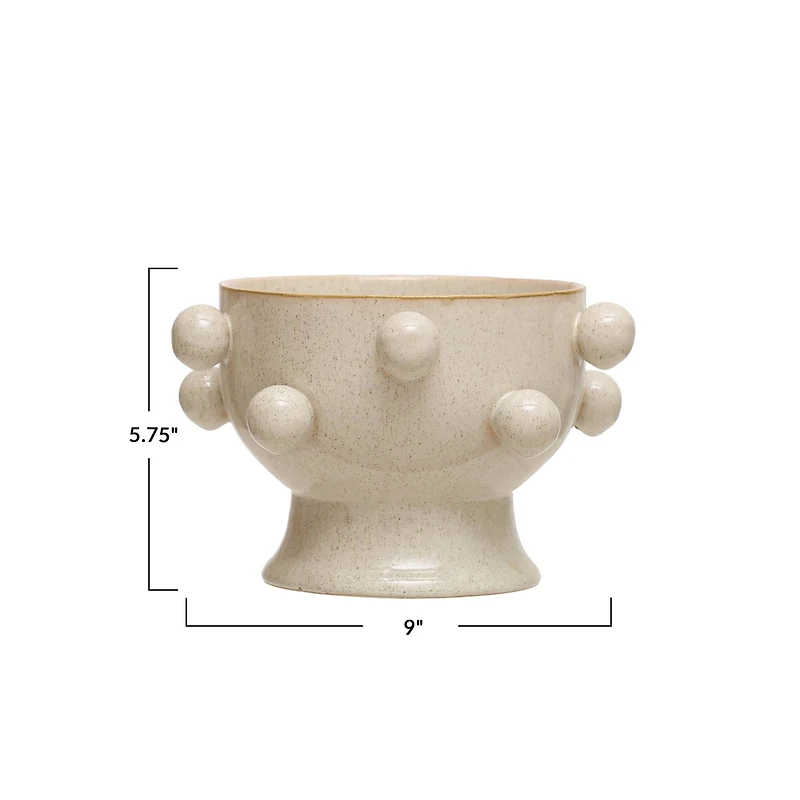 Hello Honey® 9" Speckled Cream Round Stoneware Planter with Orbs