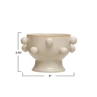 Hello Honey® 9" Speckled Cream Round Stoneware Planter with Orbs