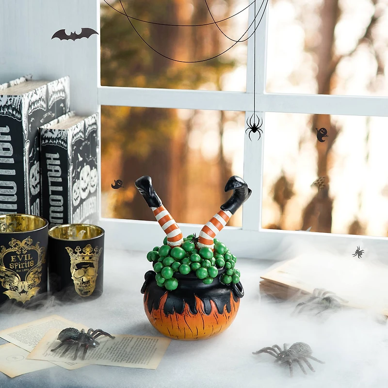 Glitzhome® 8.75" Halloween Witch in Cauldron Table Décor