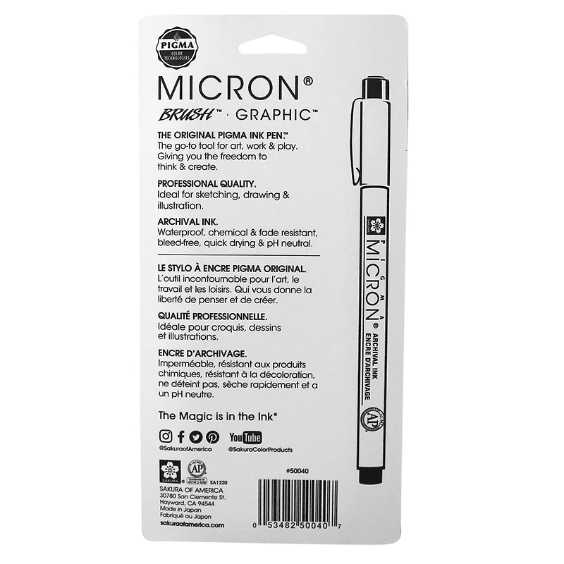 Sakura Pigma Brush, Graphic & Micron Set, 4-Pens, Sepia