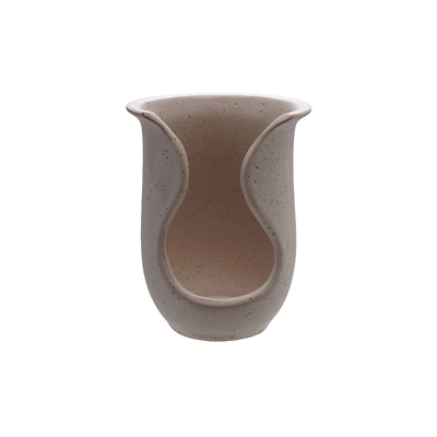 Hello Honey Stoneware Speckled Spoon Holder with Reactive Glaze, Beige