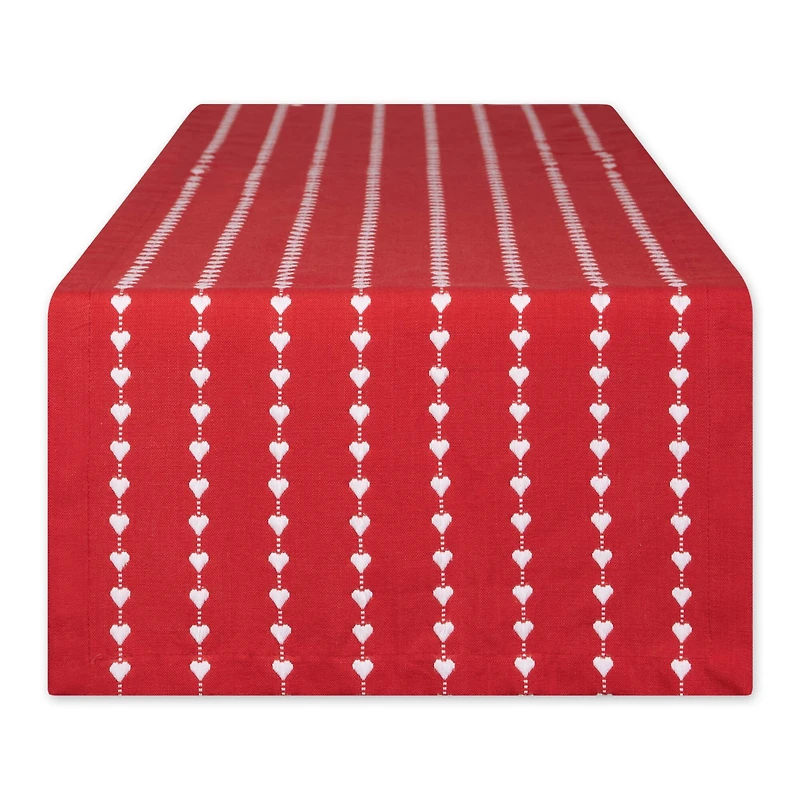 DII® 108" White Hearts Dobby Table Runner