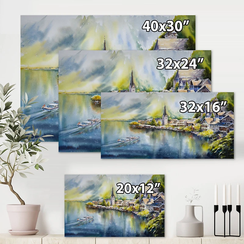 Designart - Mountain Village By The River In Austria