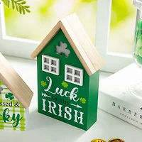 Glitzhome® Lighted St. Patrick's Wooden House Table Décor Set