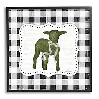 Stupell Industries Seasonal Easter Baby Calf Spring Tartan Pattern Framed Giclee Art