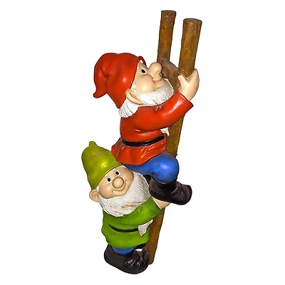 Design Toscano 12" Up the Ladder: Climbing Garden Gnome Statue