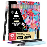 Arteza® Bright Tones Real Brush Pens® & Water Brush Pen Set