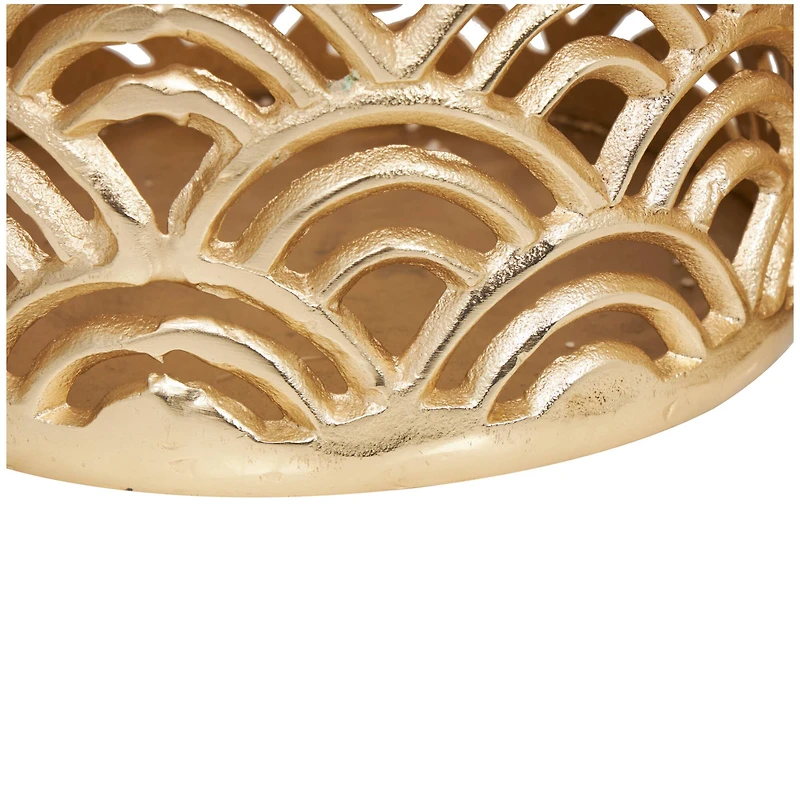 Gold Aluminum Art Deco Arch Vase Set