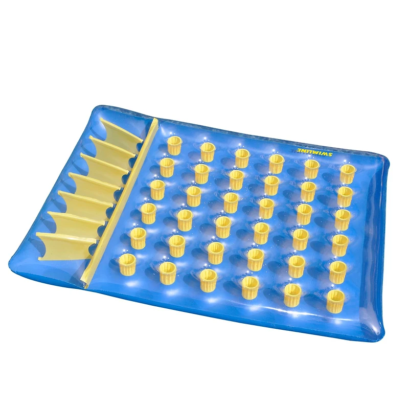 78" Inflatable Blue & Yellow Water Sports 36 Pocket Double Pool Mattress