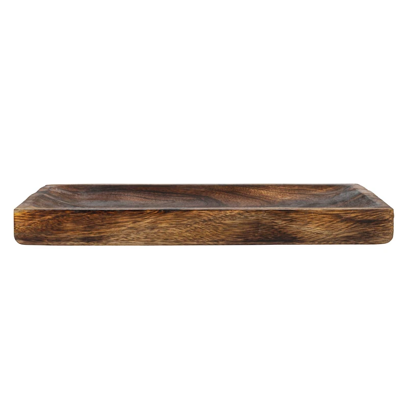 Hello Honey® 15" Burnt Finish Hand-Carved Mango Wood Tray