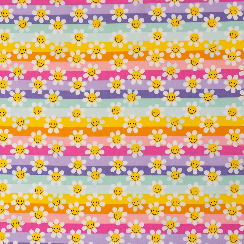 SINGER Modern Daisy Stripes Cotton Fabric