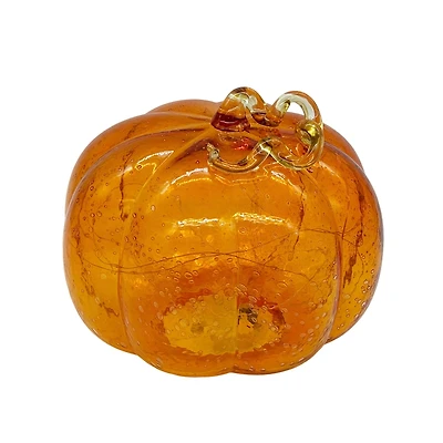 7.5" Orange Lighted Glass Pumpkin by Ashland®