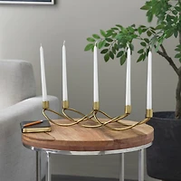 The Novogratz 18" Gold Stainless Steel 5 Taper Candle Candelabra