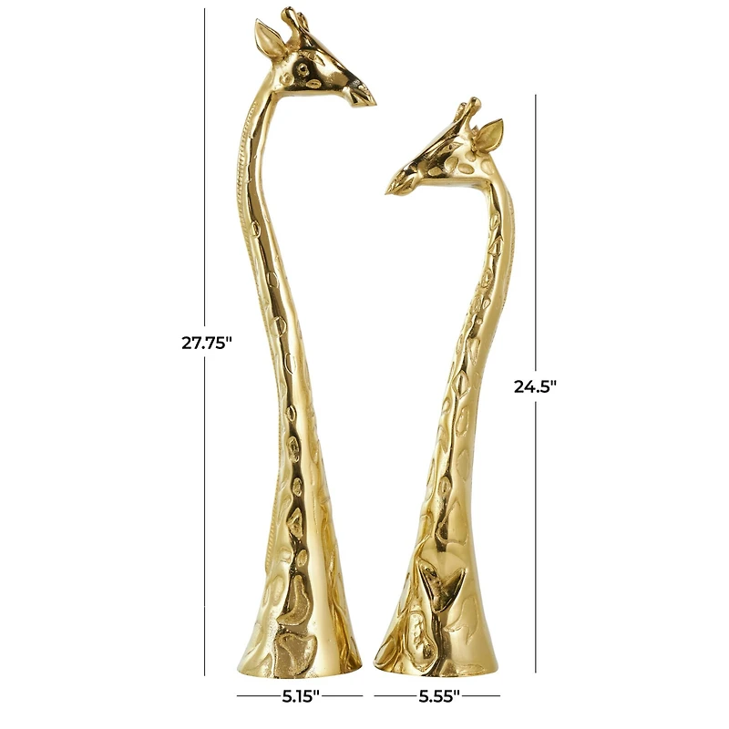 Gold Aluminum Giraffe Sculpture Set