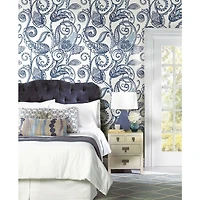 RoomMates Blue & White Paisley Power Peel & Stick Wallpaper