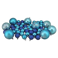 125ct. Peacock Blue Shatterproof 4-Finish Christmas Ornaments