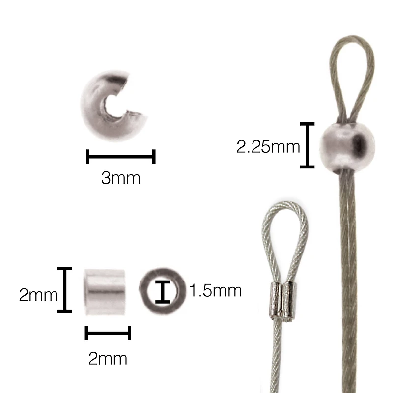 The Beadsmith® Silver Plated Crimp Tubes & Crimp Covers Set