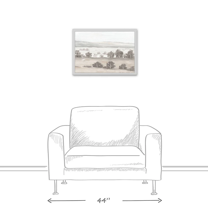 Neutral Calm Landscape White Framed Canvas