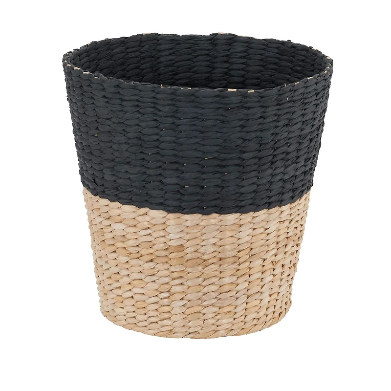 Household Essentials 9" Black Woven Hyacinth Waste Basket