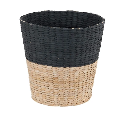 Household Essentials 9" Black Woven Hyacinth Waste Basket