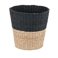 Household Essentials 9" Black Woven Hyacinth Waste Basket