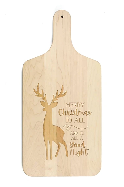 17" Merry Christmas Deer Maple Paddle Cutting Board
