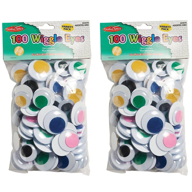 Charles Leonard Jumbo Round Wiggle Eyes, 2 Packs of 100