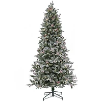 7.5 ft. Pre-Lit Feel Real® Snowy Poechmann Fir Artificial Cristmas Tree, Warm White LED Lights