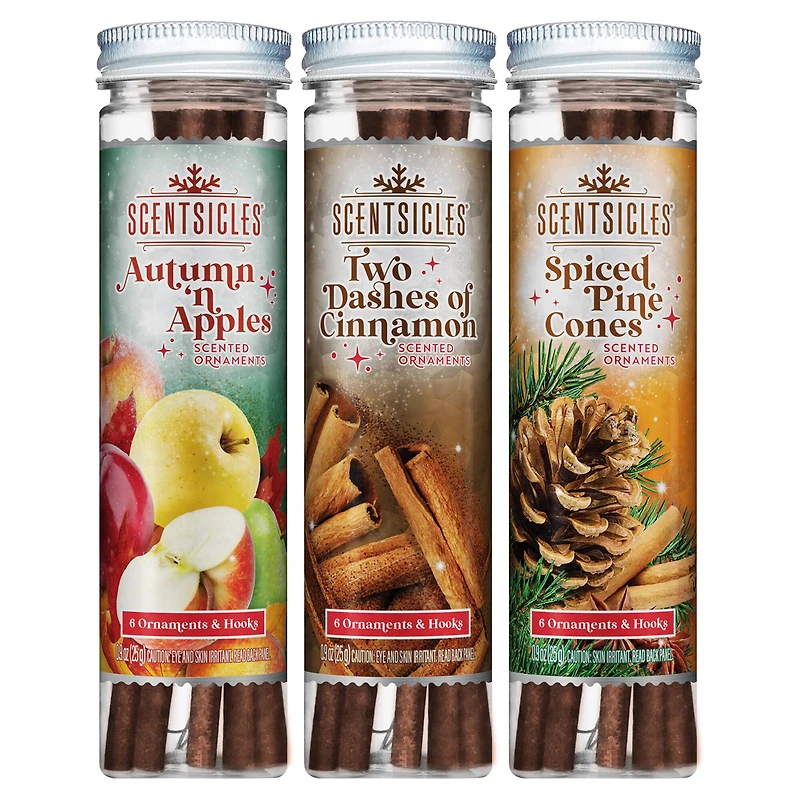 Scentsicles® 3 Pack Autumn 'n Apples, Two Dashes of Cinnamon & Spiced Pinecones 6 Piece Scented Ornament Sticks