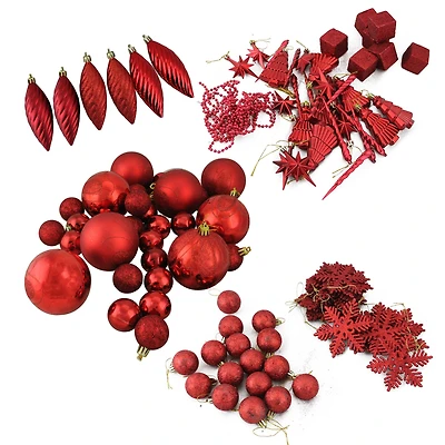 125ct. 5.5" Apple Red Shatterproof 3-Finish Christmas Ornaments
