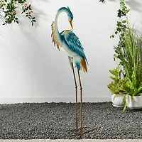 Glitzhome® Metal Standing Crane Garden Statue with Stakes Set