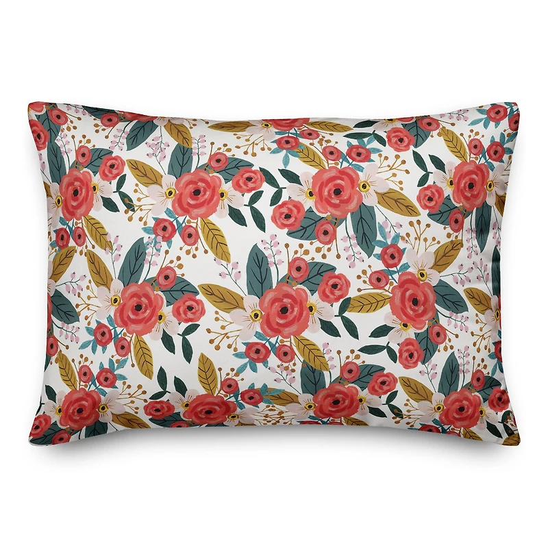 Blush Flowers Throw Pillow