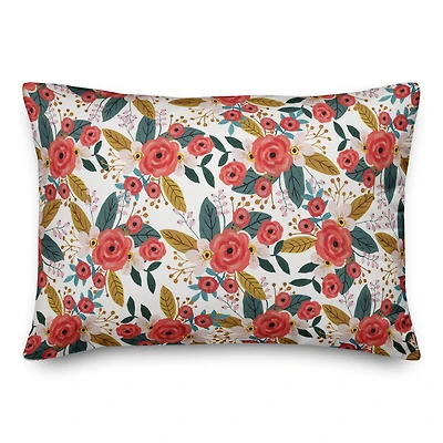 Blush Flowers Throw Pillow