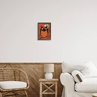 Stupell Industries Round Owl Autumn Botanical Border Framed Giclee Art