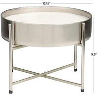 110oz. Sweet Bamboo Scented White 5 Wick Candle in Silver Bowl with Stand