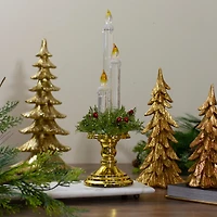 14.5" Lighted Water Candle on Gold Base with Berries