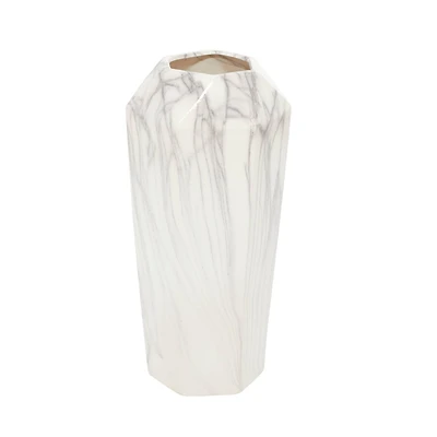 14" White Ceramic Contemporary Vase