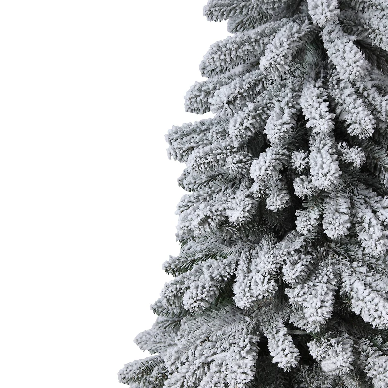 5ft. Pre-Lit Lightly Flocked Alpine Artificial Christmas Tree with Natural Wood Pole, Soft White LED Lights