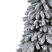 5ft. Pre-Lit Lightly Flocked Alpine Artificial Christmas Tree with Natural Wood Pole, Soft White LED Lights