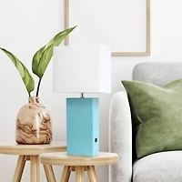 Lalia Home Lexington 21" Leather Table Lamp with USB Charging Port