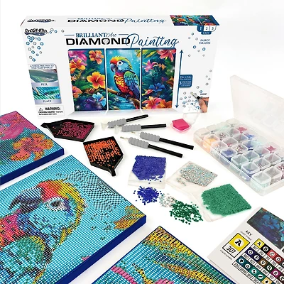 ArtSkills® Brilliant Art Parrot Paradise Stretched Canvas Diamond Painting Kit