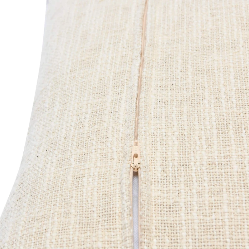 Hello Honey® Blue Stonewashed Ikat Pattern Woven Cotton Blend Pillow with Fringe