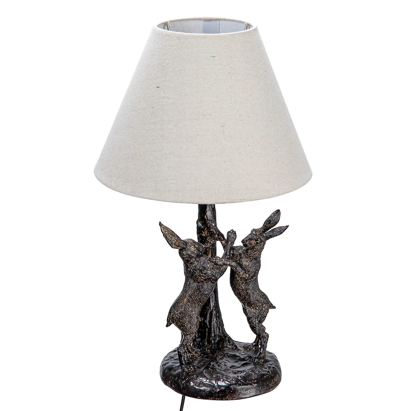 Hello Honey® 18.5" Brown & Natural Bunny Rabbit Table Lamp with Linen Empire Shade