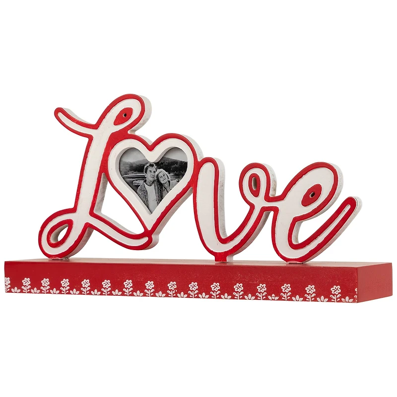12" Valentine's Day Heart & Floral "Love" Photo Frame