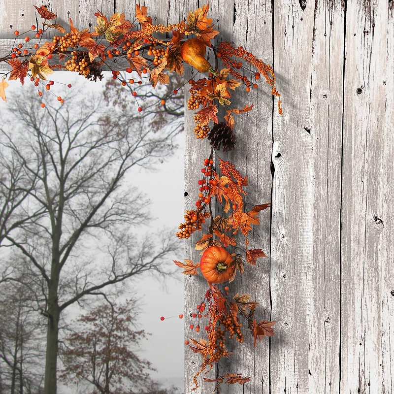 6ft. Maple Leaf and Pumpkins Garland