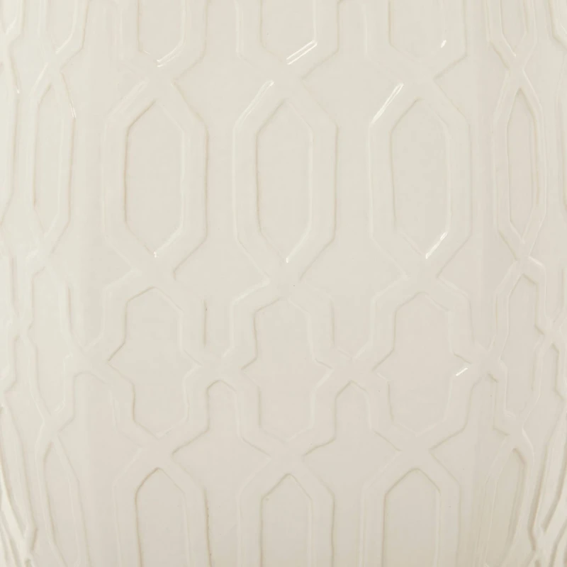 Cream Ceramic Contemporary Accent Table, 19" x 13" x 14"